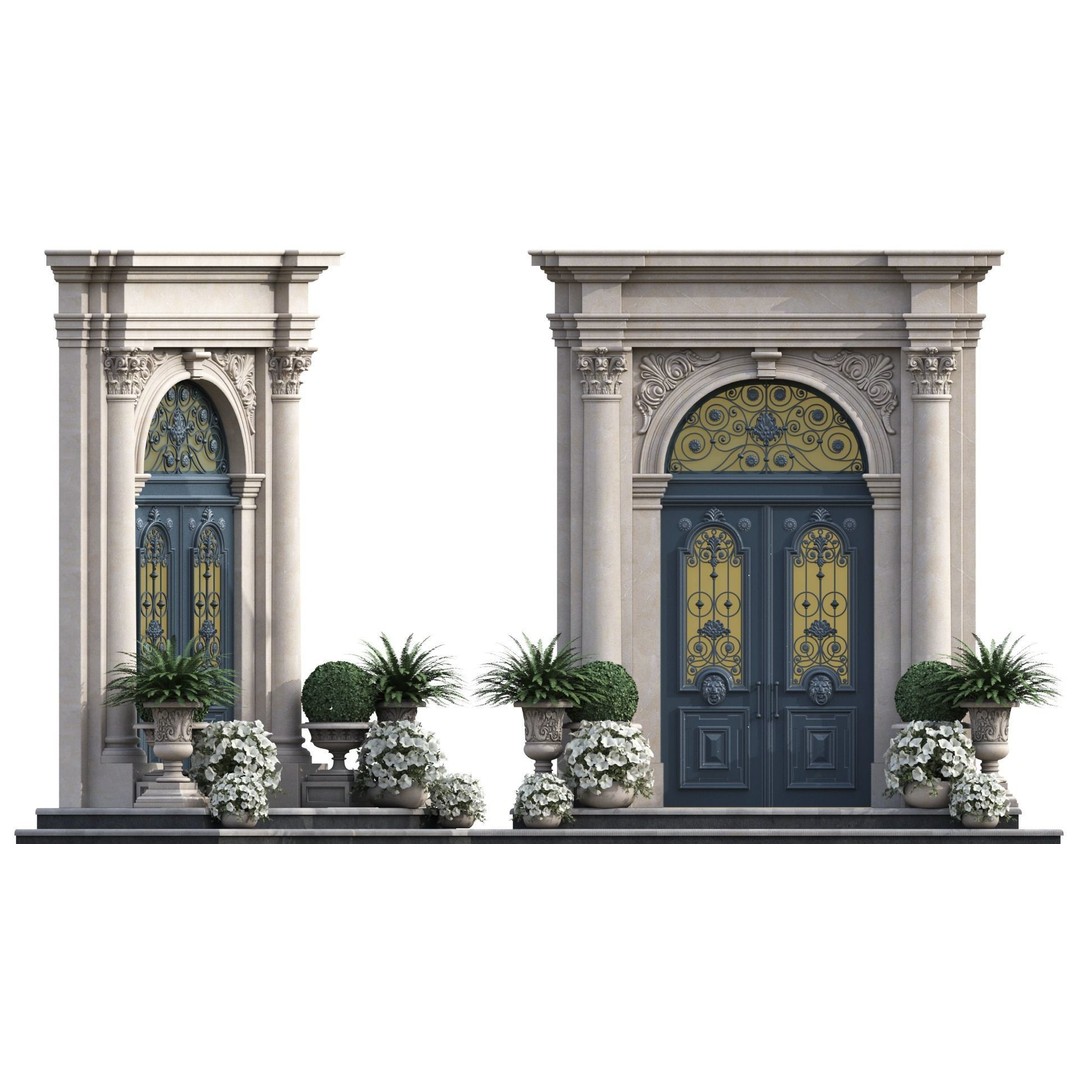 Exterior Doors 3D Model – Modern Classic Design, FBX, Vray, Corona - View 9