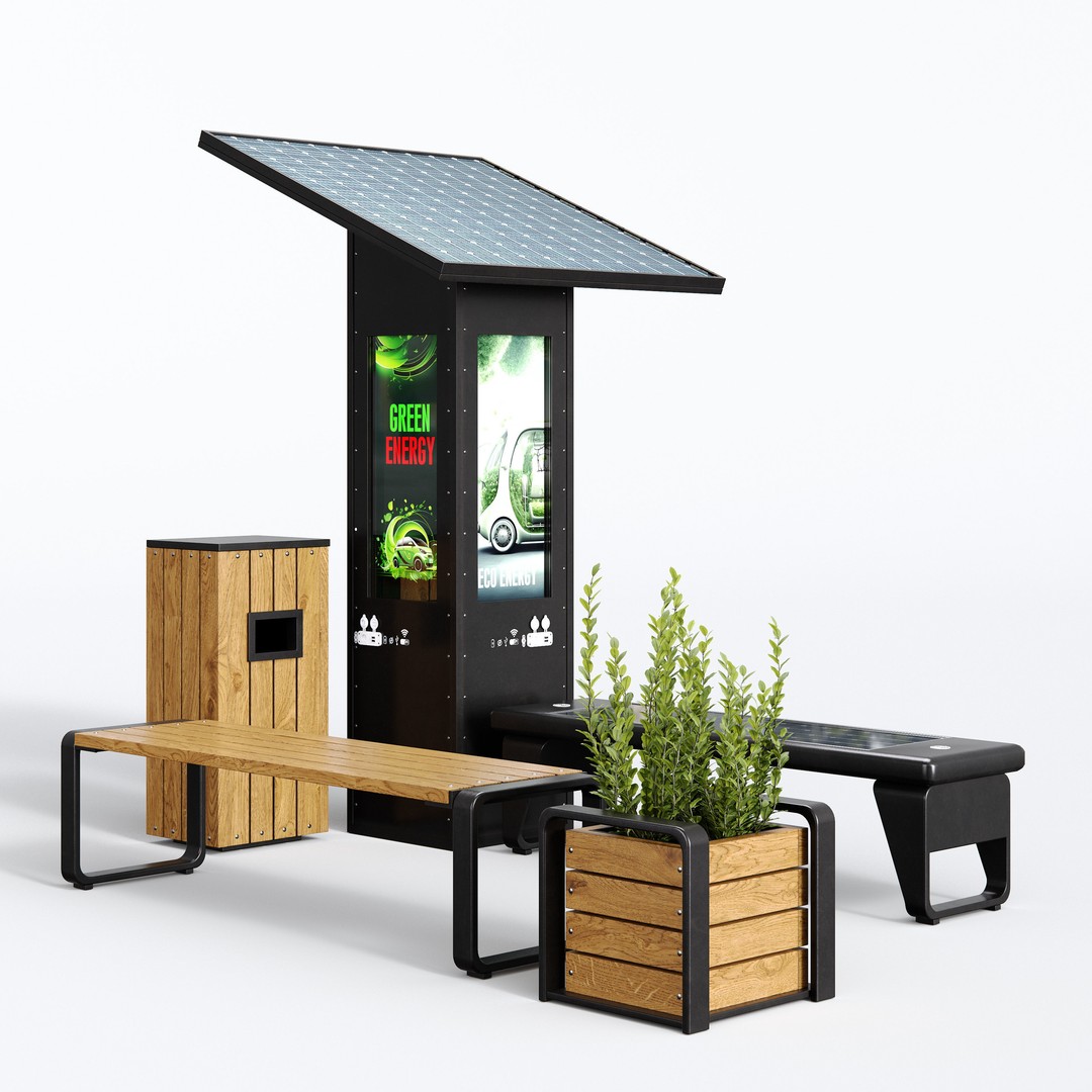 Urban Infrastructure 3D Model – Eco-Friendly Street Assets, FBX - View 3