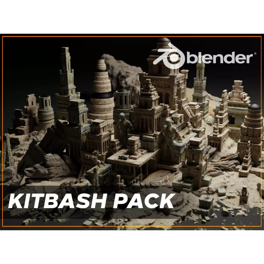 Ancient Temple 3D Model – Low Poly Kitbash Asset Pack, FBX - View 2