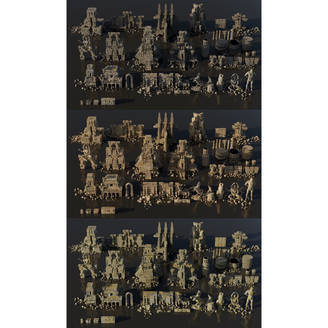 Ancient Temple 3D Model – Low Poly Kitbash Asset Pack, FBX - View 5