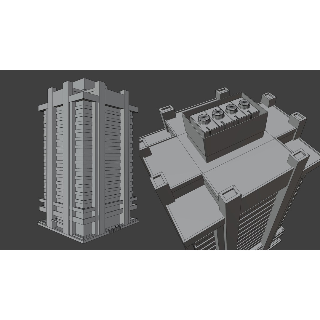 Modern Business Center 3D Model – Low Poly Architectural Asset, FBX, Blender - View 17