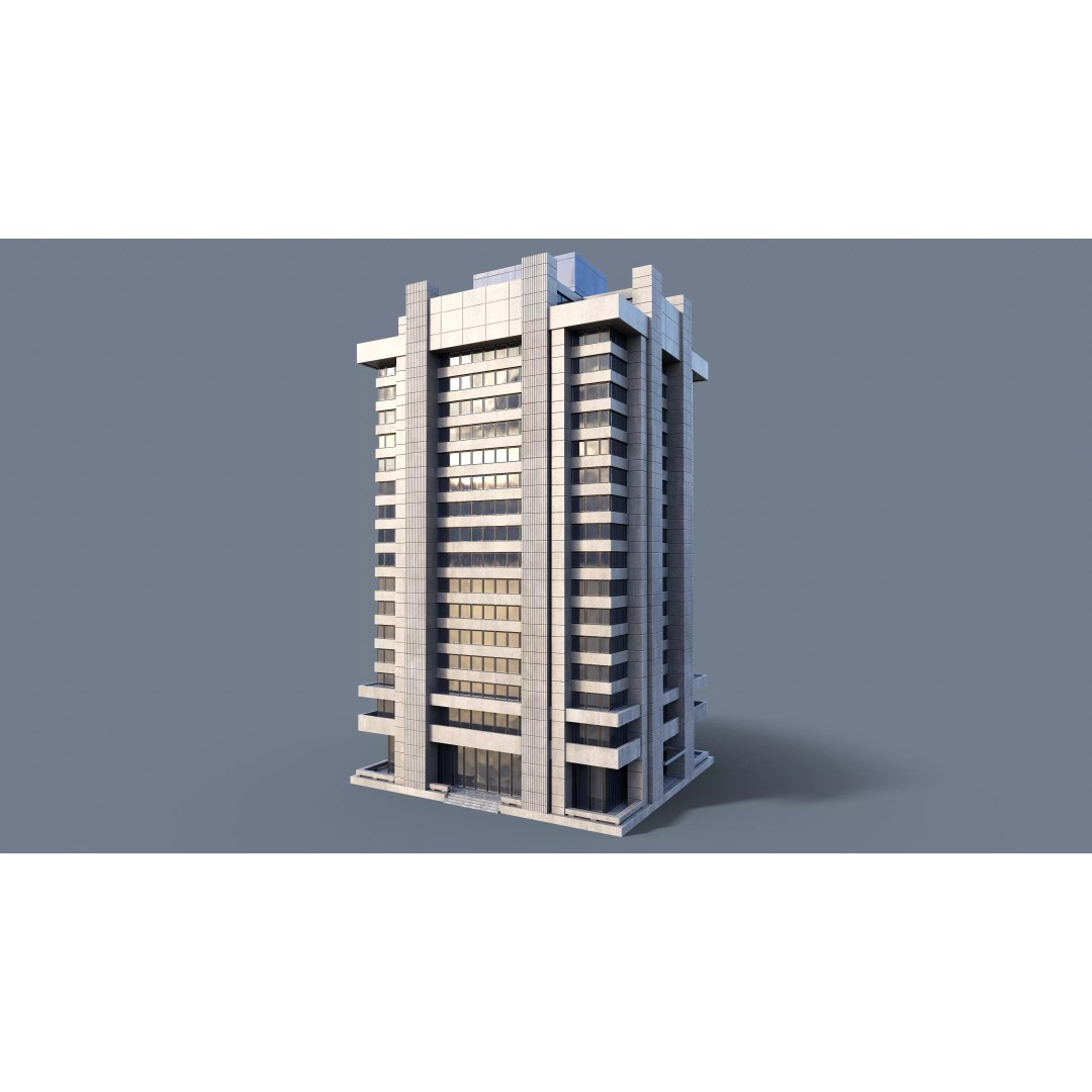 Modern Business Center 3D Model – Low Poly Architectural Asset, FBX, Blender - View 2