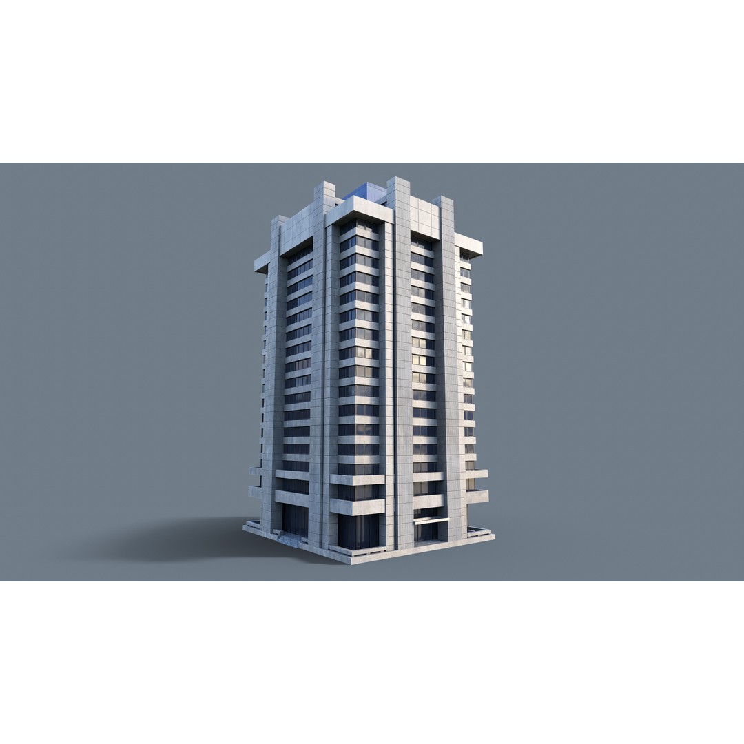 Modern Business Center 3D Model – Low Poly Architectural Asset, FBX, Blender - View 3