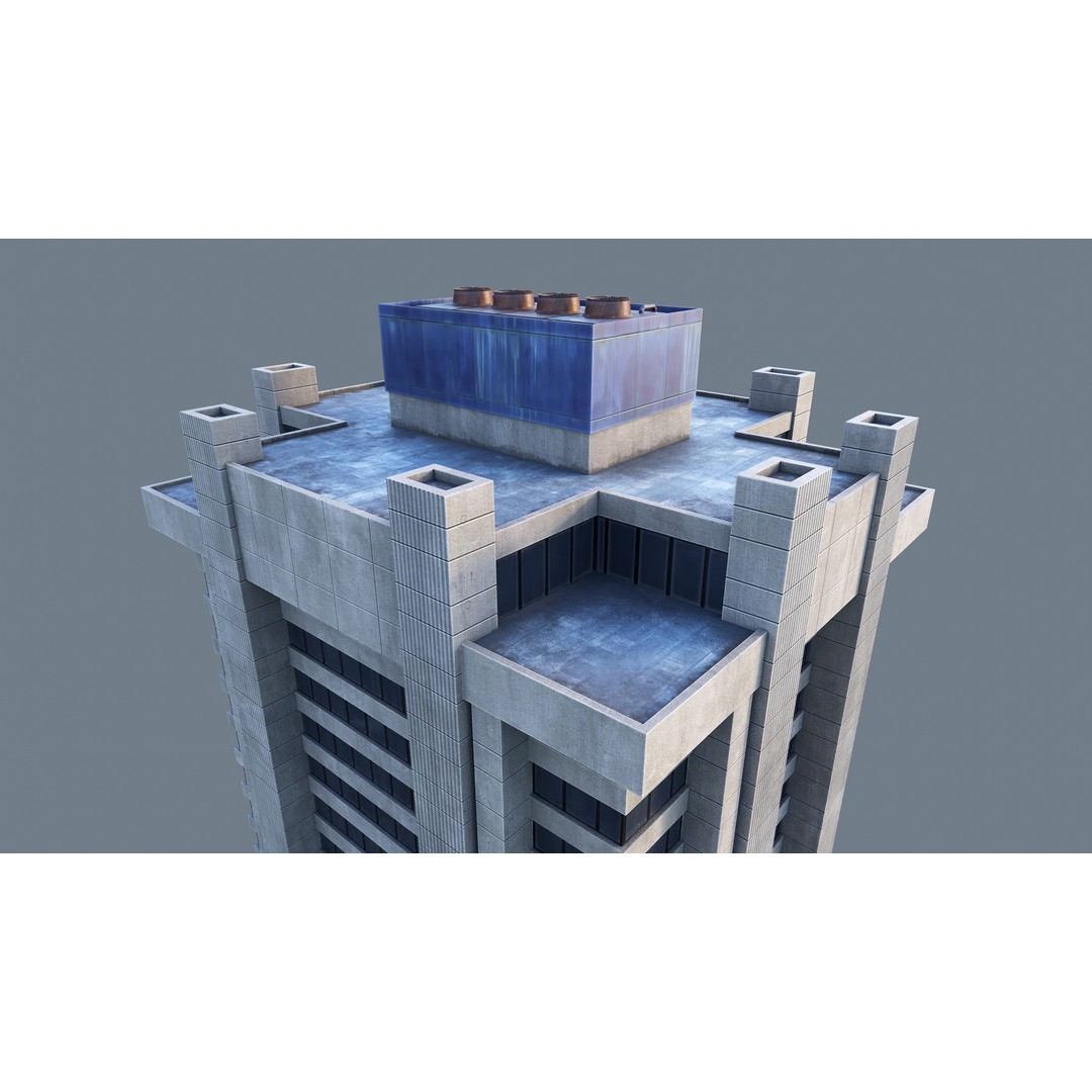 Modern Business Center 3D Model – Low Poly Architectural Asset, FBX, Blender - View 4