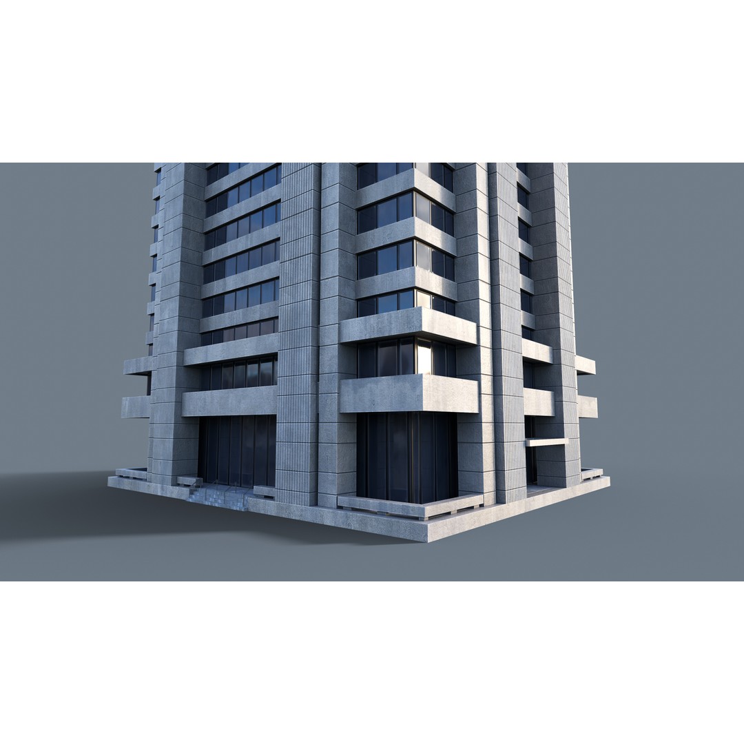 Modern Business Center 3D Model – Low Poly Architectural Asset, FBX, Blender - View 6