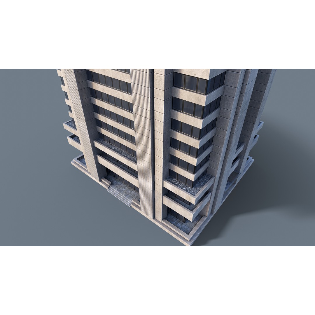 Modern Business Center 3D Model – Low Poly Architectural Asset, FBX, Blender - View 7