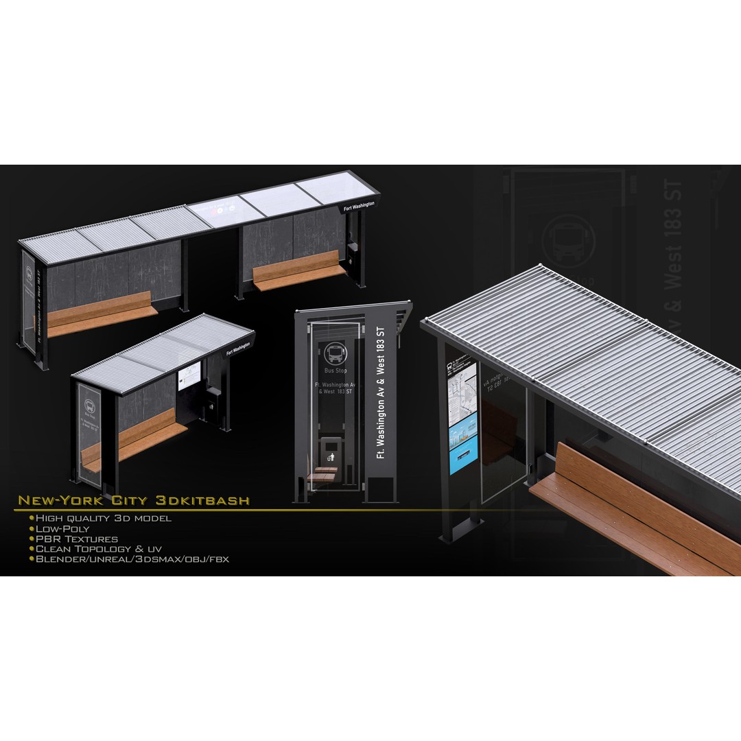 New York City Buildings 3D Model – Low Poly Kitbash for Blender & Unreal - View 19