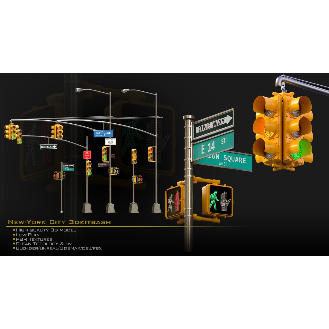 New York City Buildings 3D Model – Low Poly Kitbash for Blender & Unreal - View 4