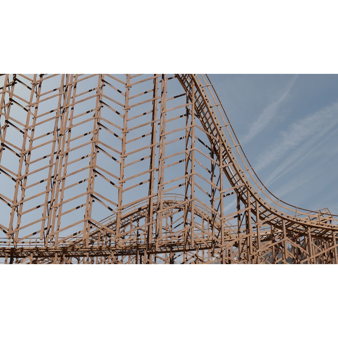 Wooden Rollercoaster 3D Model – Low Poly Game Asset, FBX & OBJ