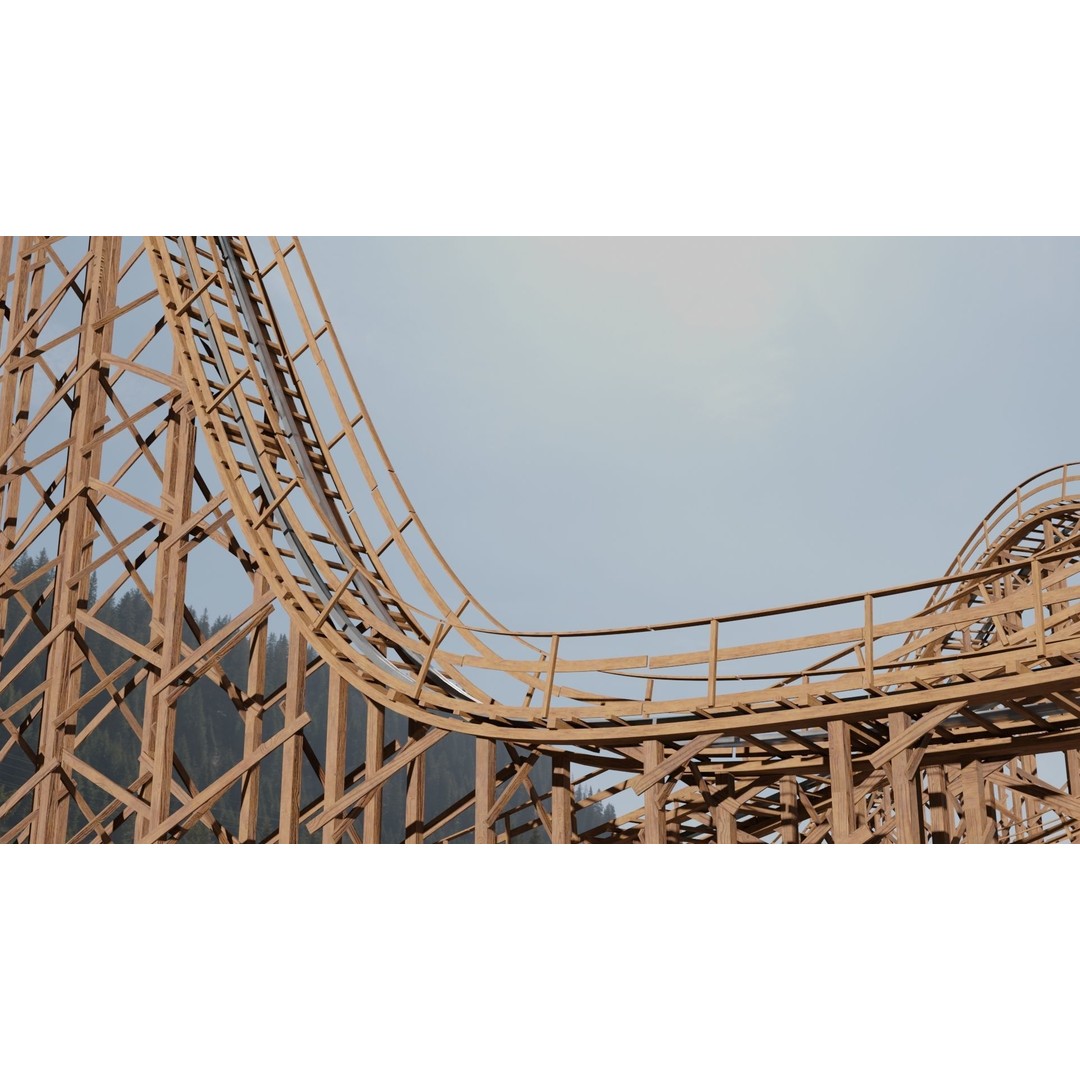 Wooden Rollercoaster 3D Model – Low Poly Game Asset, FBX & OBJ - View 11