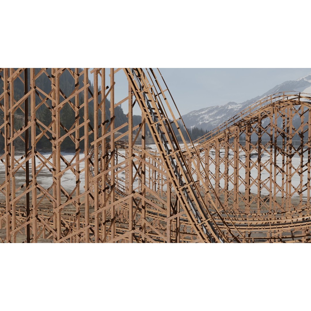 Wooden Rollercoaster 3D Model – Low Poly Game Asset, FBX & OBJ - View 12