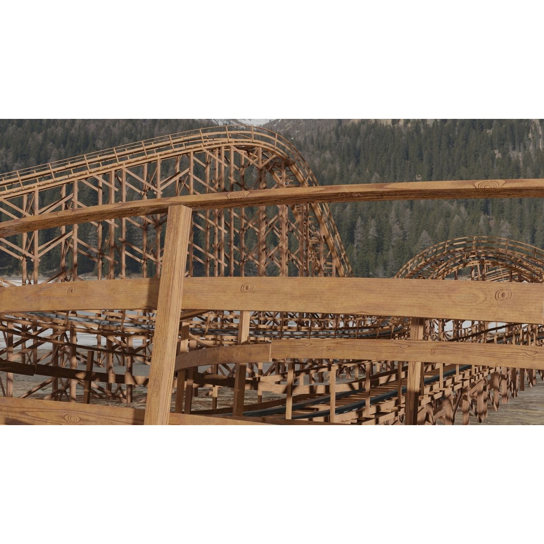 Wooden Rollercoaster 3D Model – Low Poly Game Asset, FBX & OBJ - View 13