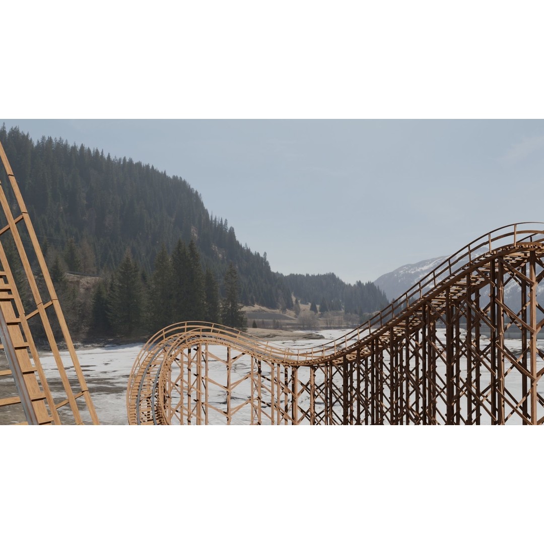 Wooden Rollercoaster 3D Model – Low Poly Game Asset, FBX & OBJ - View 14