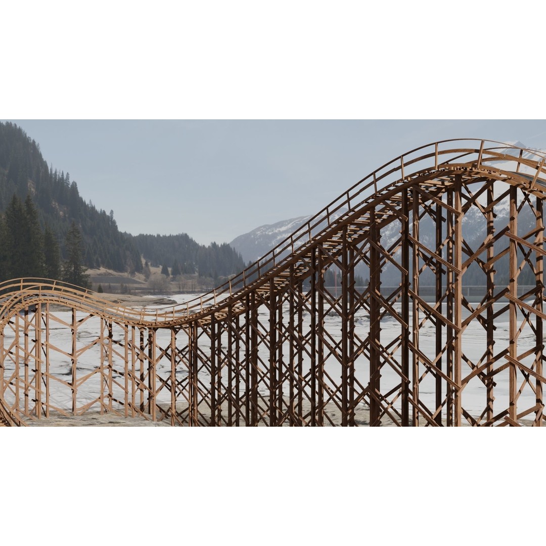Wooden Rollercoaster 3D Model – Low Poly Game Asset, FBX & OBJ - View 15