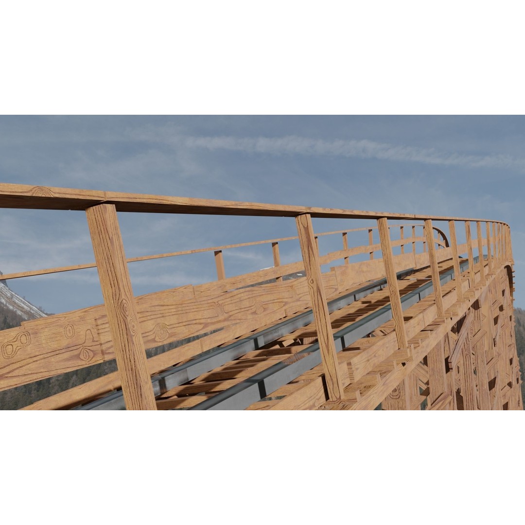 Wooden Rollercoaster 3D Model – Low Poly Game Asset, FBX & OBJ - View 17