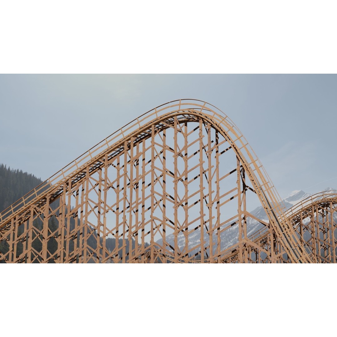 Wooden Rollercoaster 3D Model – Low Poly Game Asset, FBX & OBJ - View 3