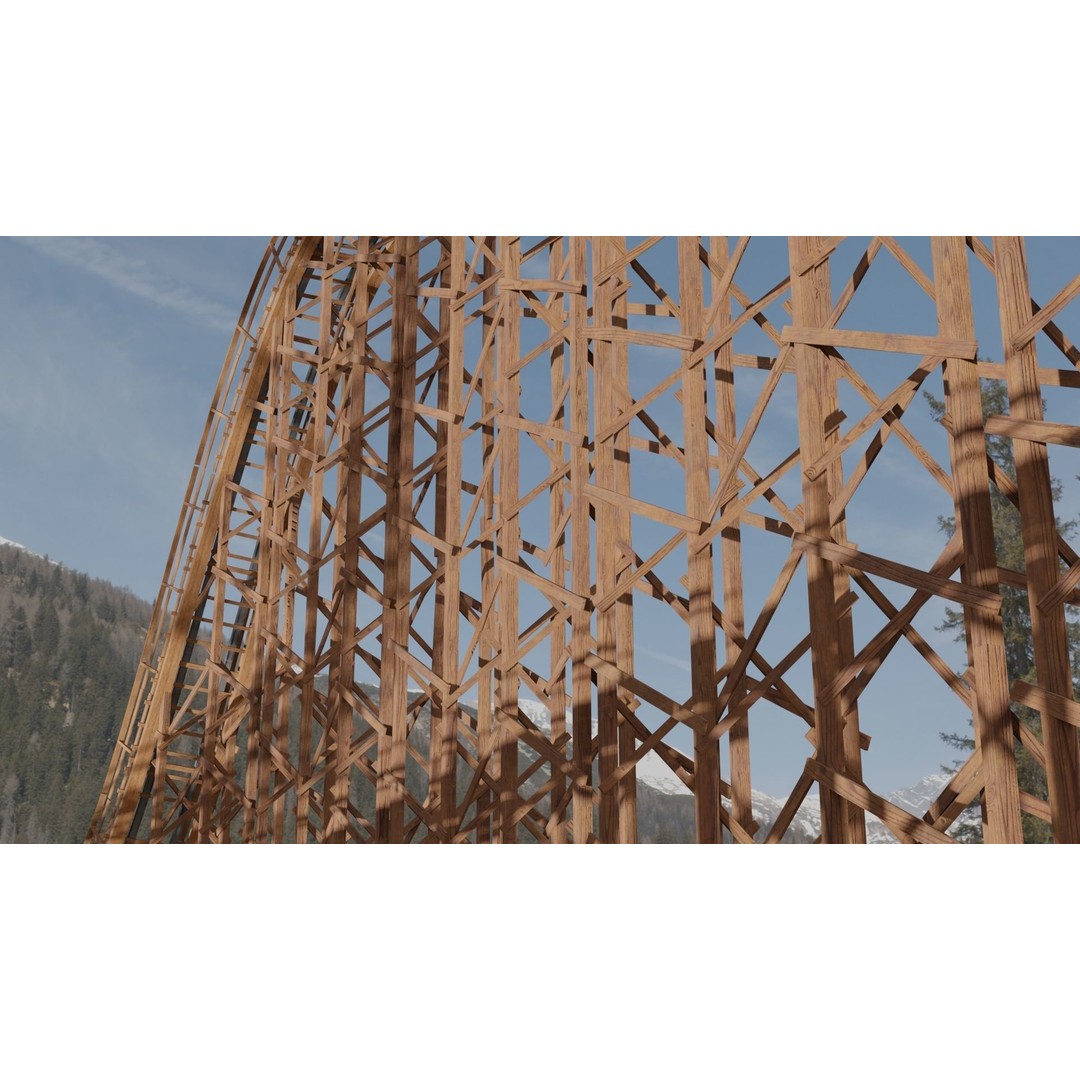 Wooden Rollercoaster 3D Model – Low Poly Game Asset, FBX & OBJ - View 4