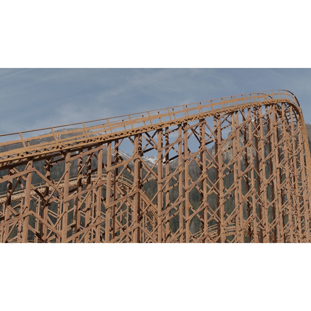Wooden Rollercoaster 3D Model – Low Poly Game Asset, FBX & OBJ - View 5