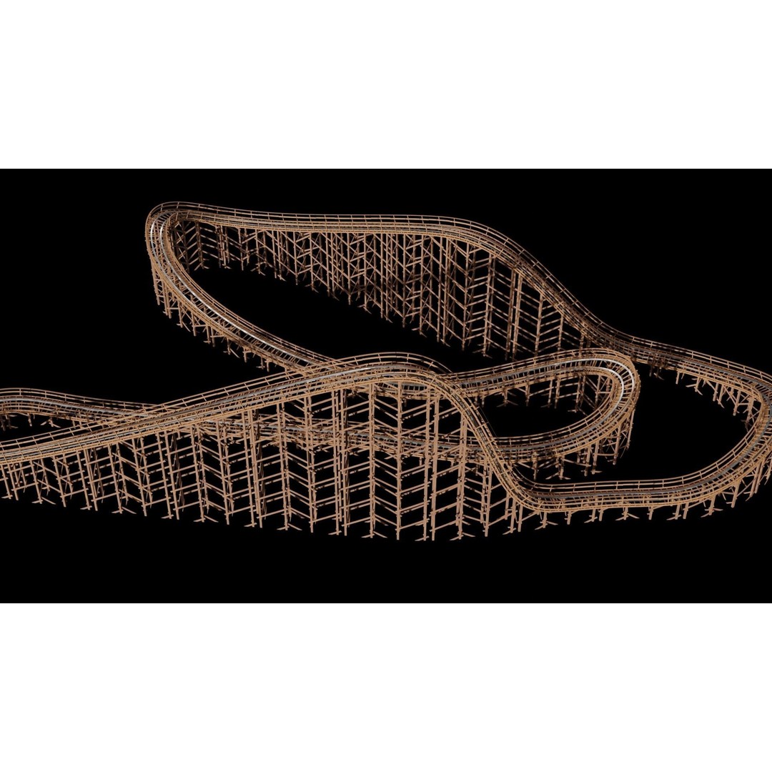 Wooden Rollercoaster 3D Model – Low Poly Game Asset, FBX & OBJ - View 6