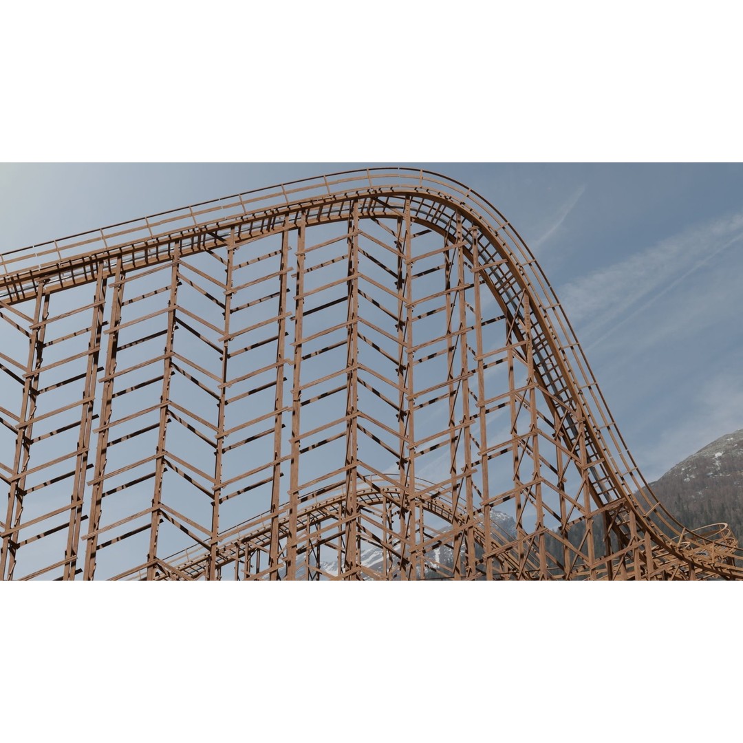 Wooden Rollercoaster 3D Model – Low Poly Game Asset, FBX & OBJ - View 8