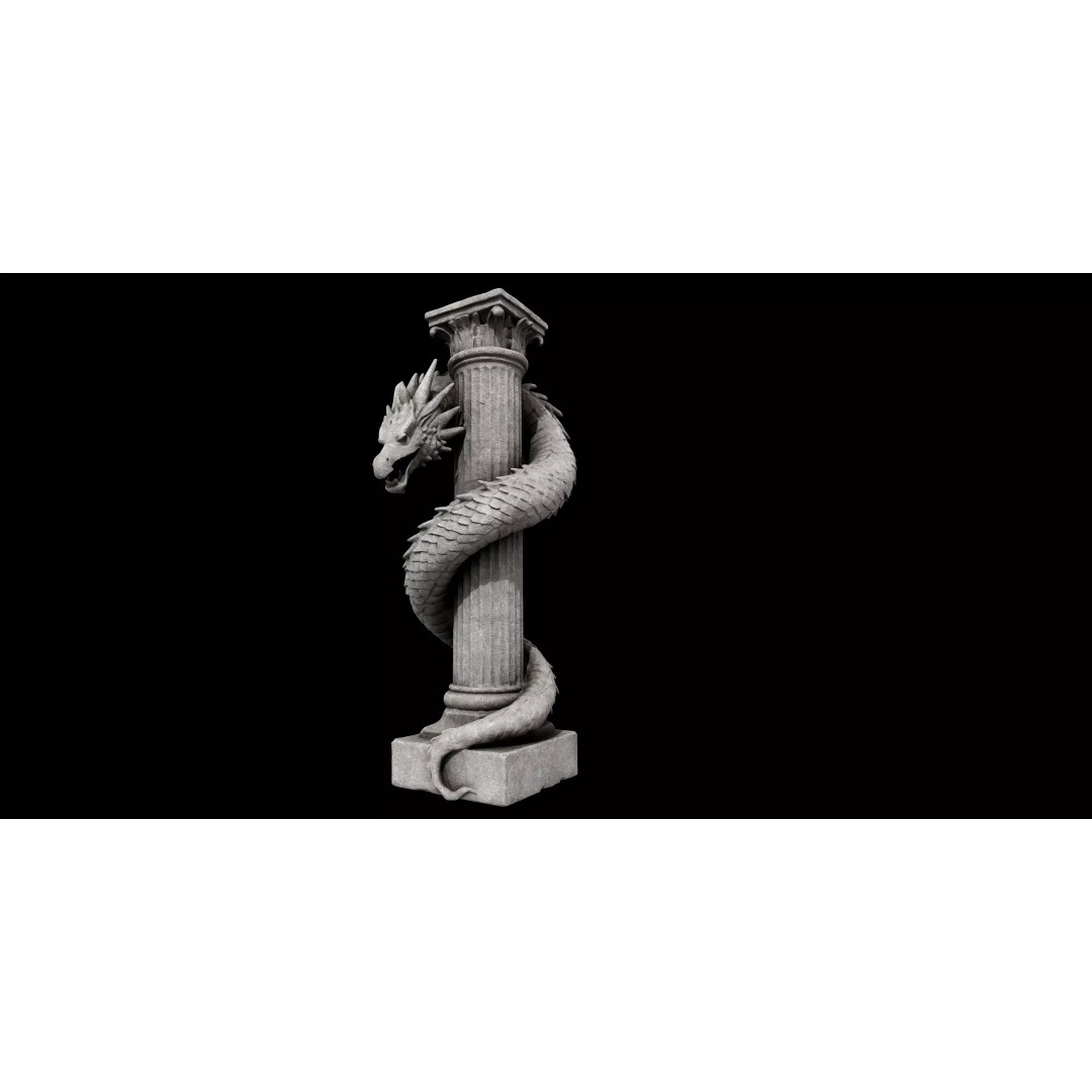 Dragon Column 3D Model – High Detail Mythical Architectural Asset, FBX - View 2