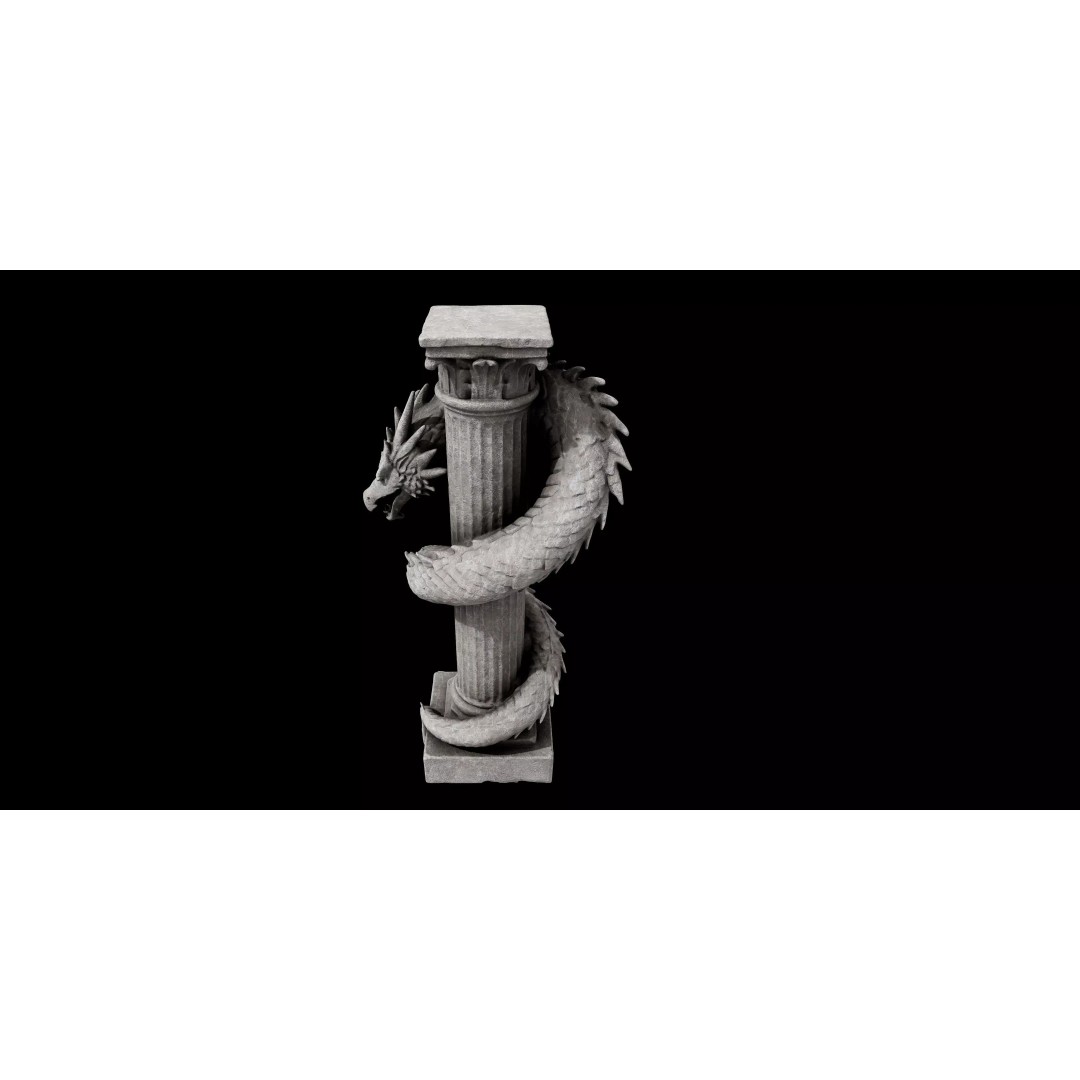 Dragon Column 3D Model – High Detail Mythical Architectural Asset, FBX - View 3