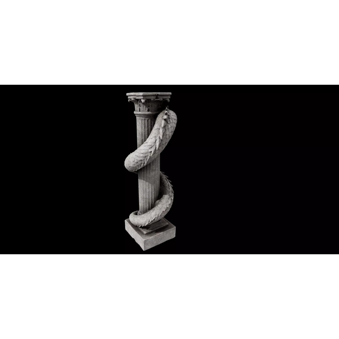 Dragon Column 3D Model – High Detail Mythical Architectural Asset, FBX - View 6