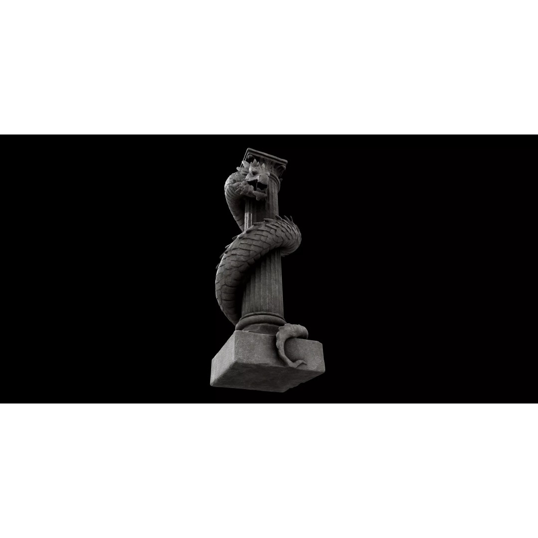 Dragon Column 3D Model – High Detail Mythical Architectural Asset, FBX - View 7