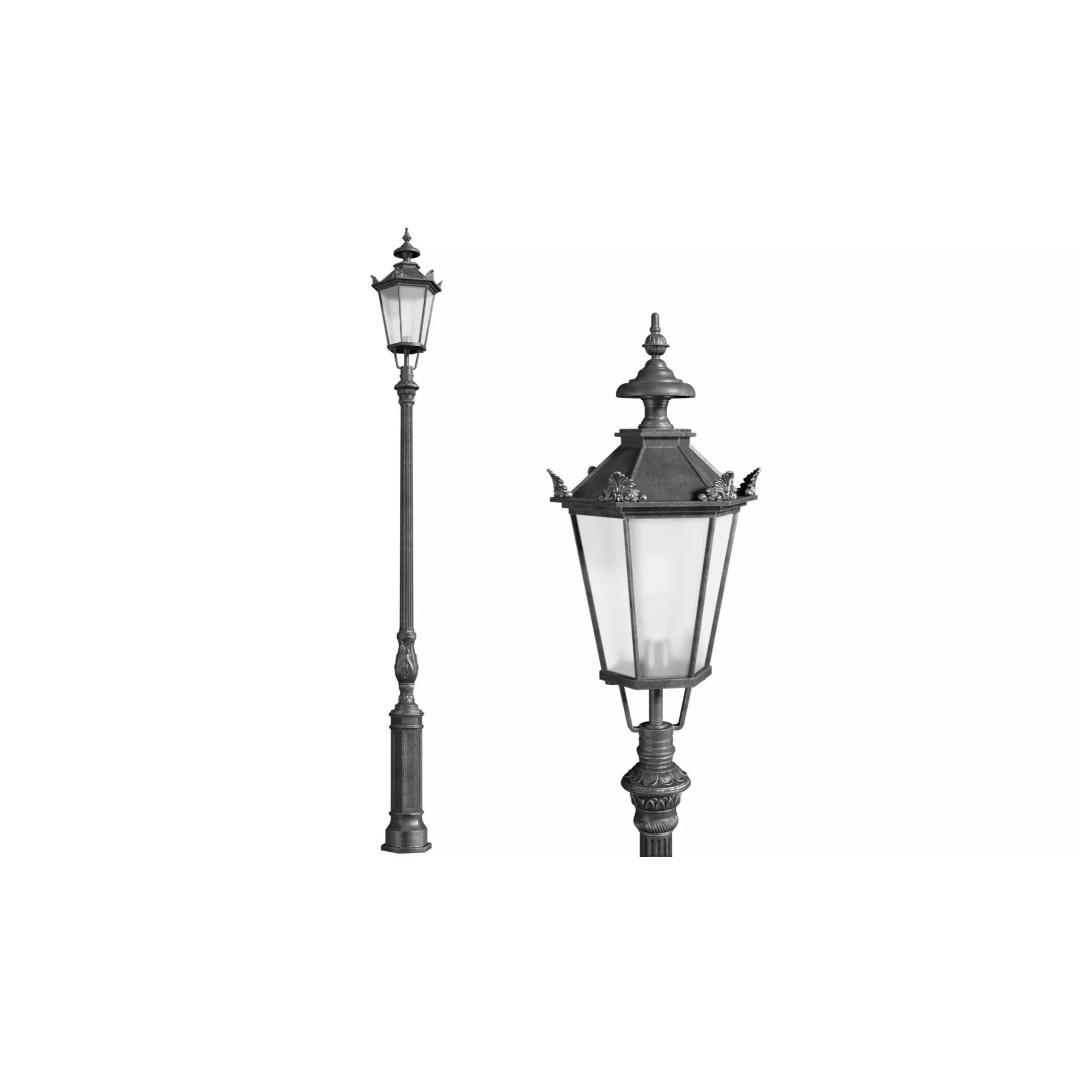 Classic Street Lamp 3D Model – Forged Outdoor Lantern, FBX, PBR - View 2