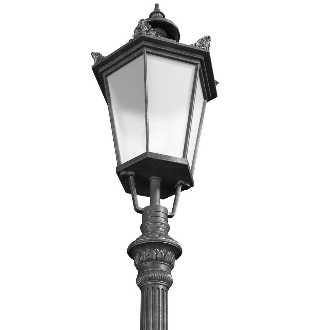 Classic Street Lamp 3D Model – Forged Outdoor Lantern, FBX, PBR - View 3