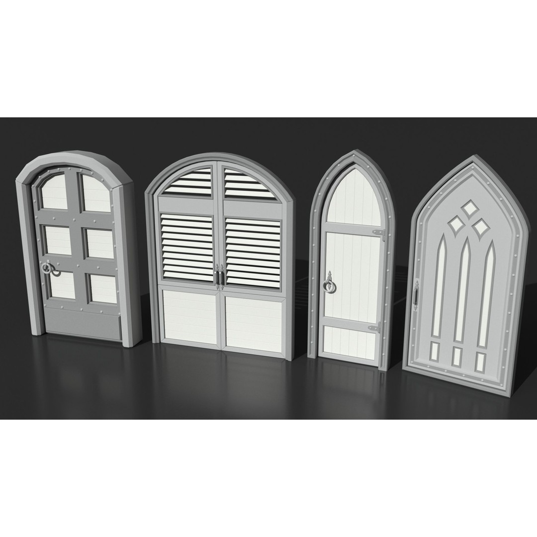 Doors Collection 3D Model – Low Poly Modular Assets, FBX, OBJ - View 11