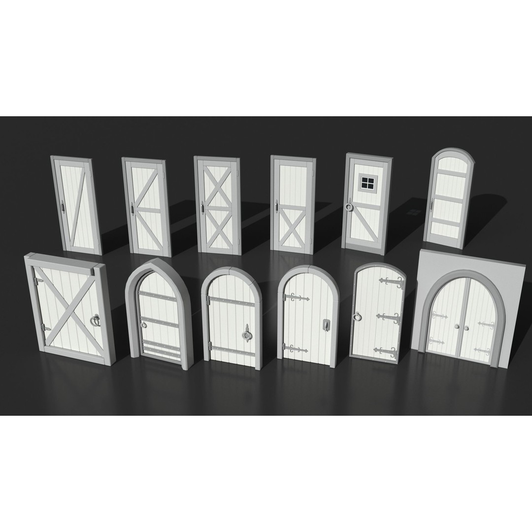 Doors Collection 3D Model – Low Poly Modular Assets, FBX, OBJ - View 14