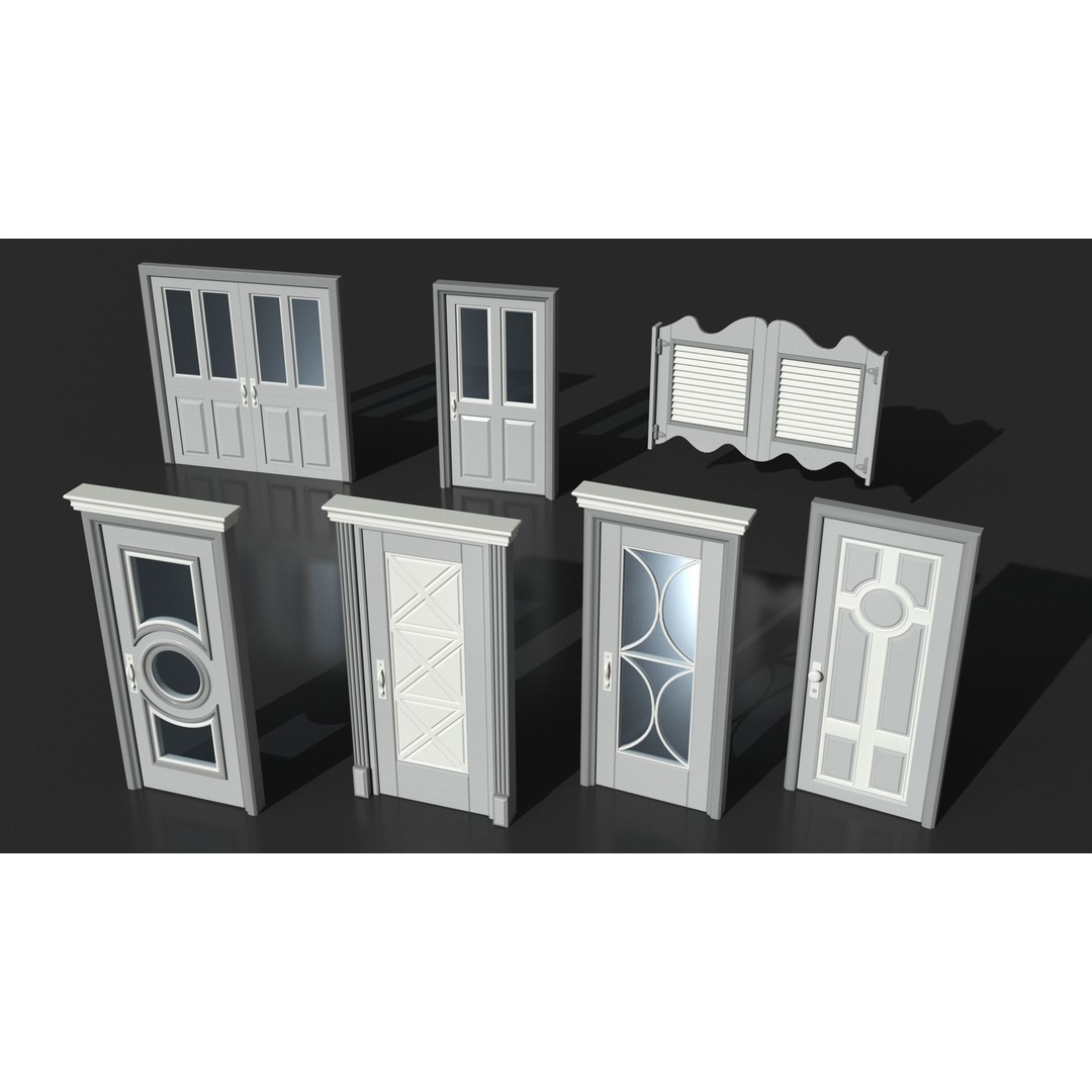 Doors Collection 3D Model – Low Poly Modular Assets, FBX, OBJ - View 15