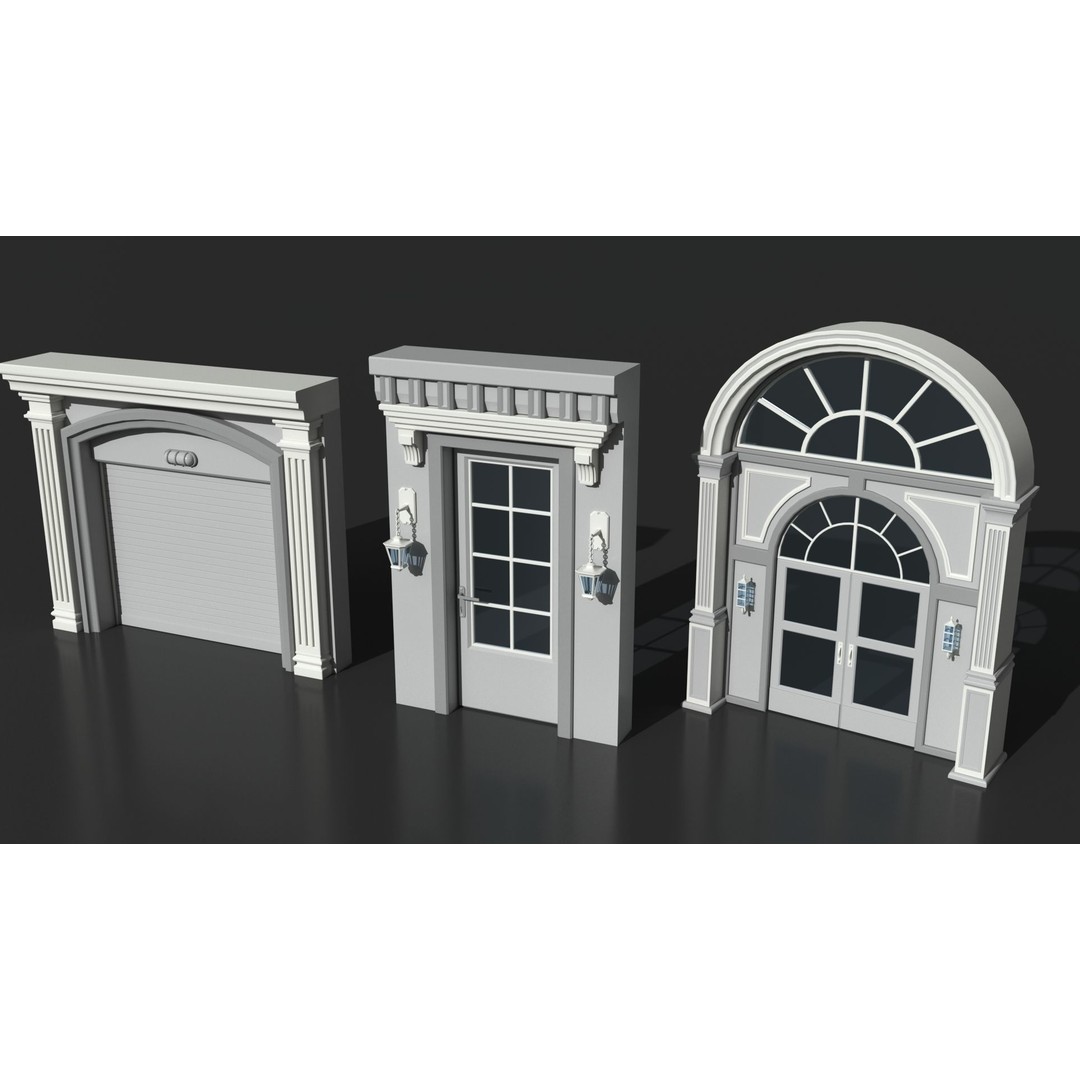 Doors Collection 3D Model – Low Poly Modular Assets, FBX, OBJ - View 4