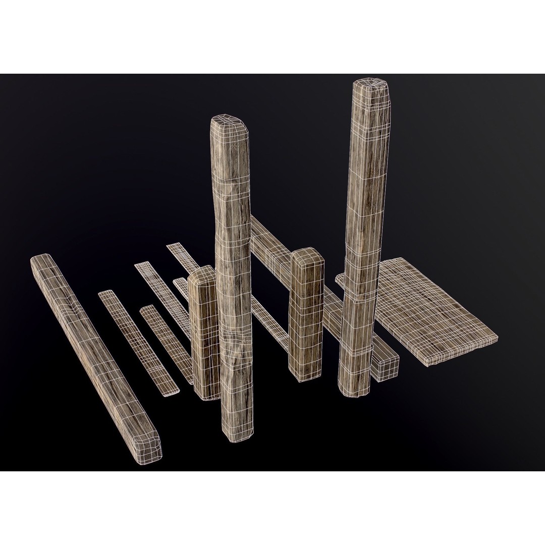 Wooden Planks and Beams 3D Model – Low Poly Game Asset, FBX