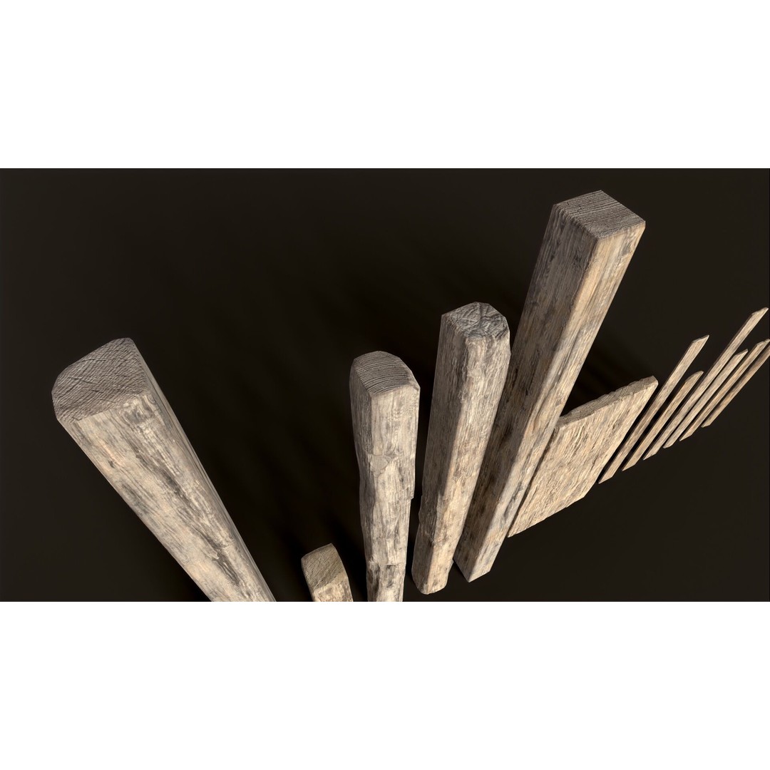 Wooden Planks and Beams 3D Model – Low Poly Game Asset, FBX - View 10