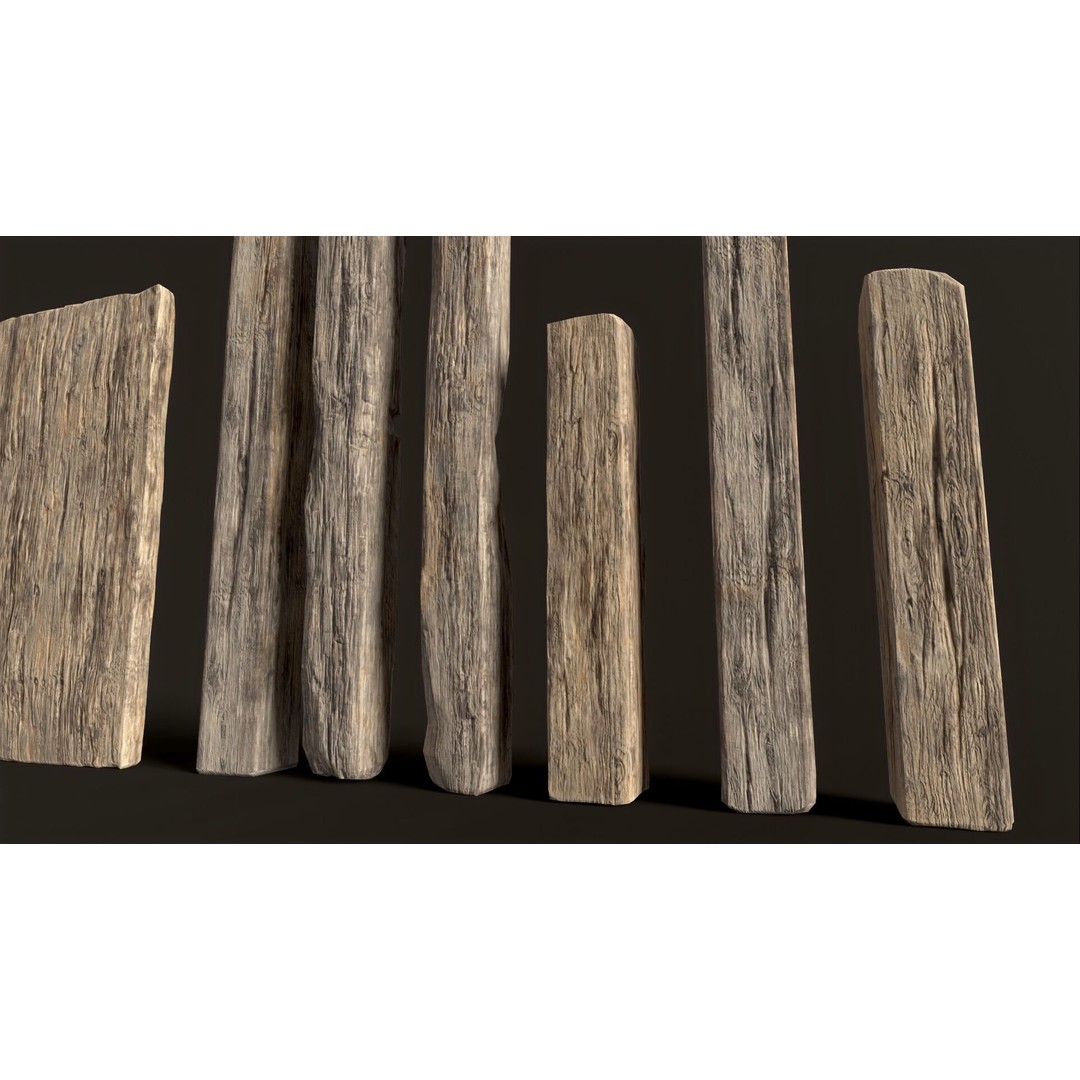 Wooden Planks and Beams 3D Model – Low Poly Game Asset, FBX - View 11
