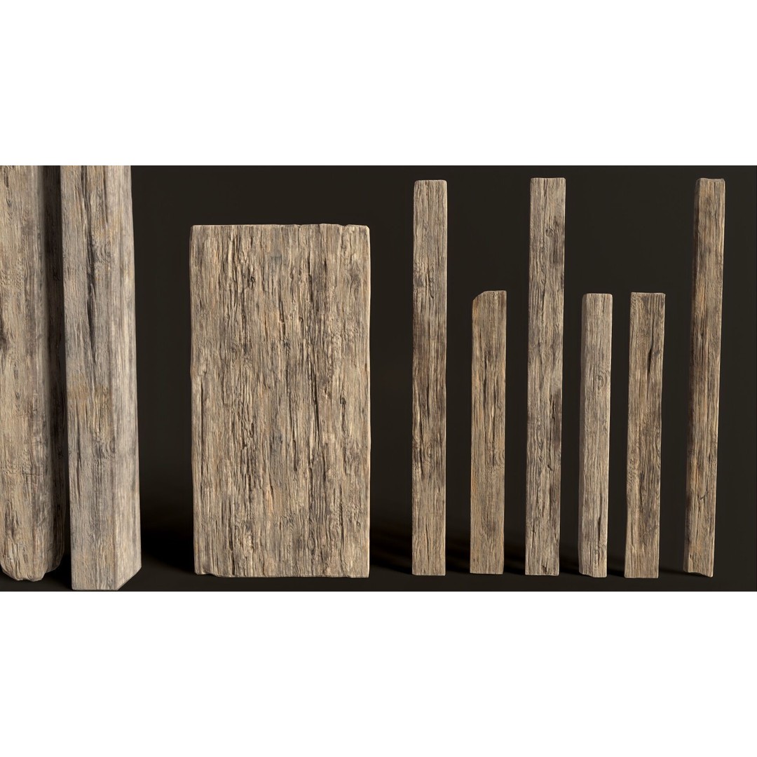 Wooden Planks and Beams 3D Model – Low Poly Game Asset, FBX - View 13