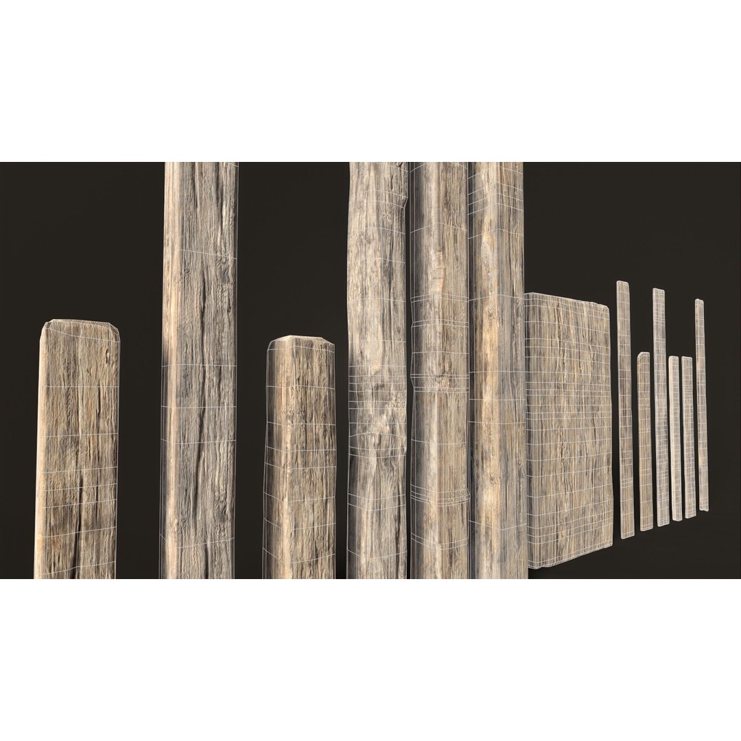 Wooden Planks and Beams 3D Model – Low Poly Game Asset, FBX - View 14