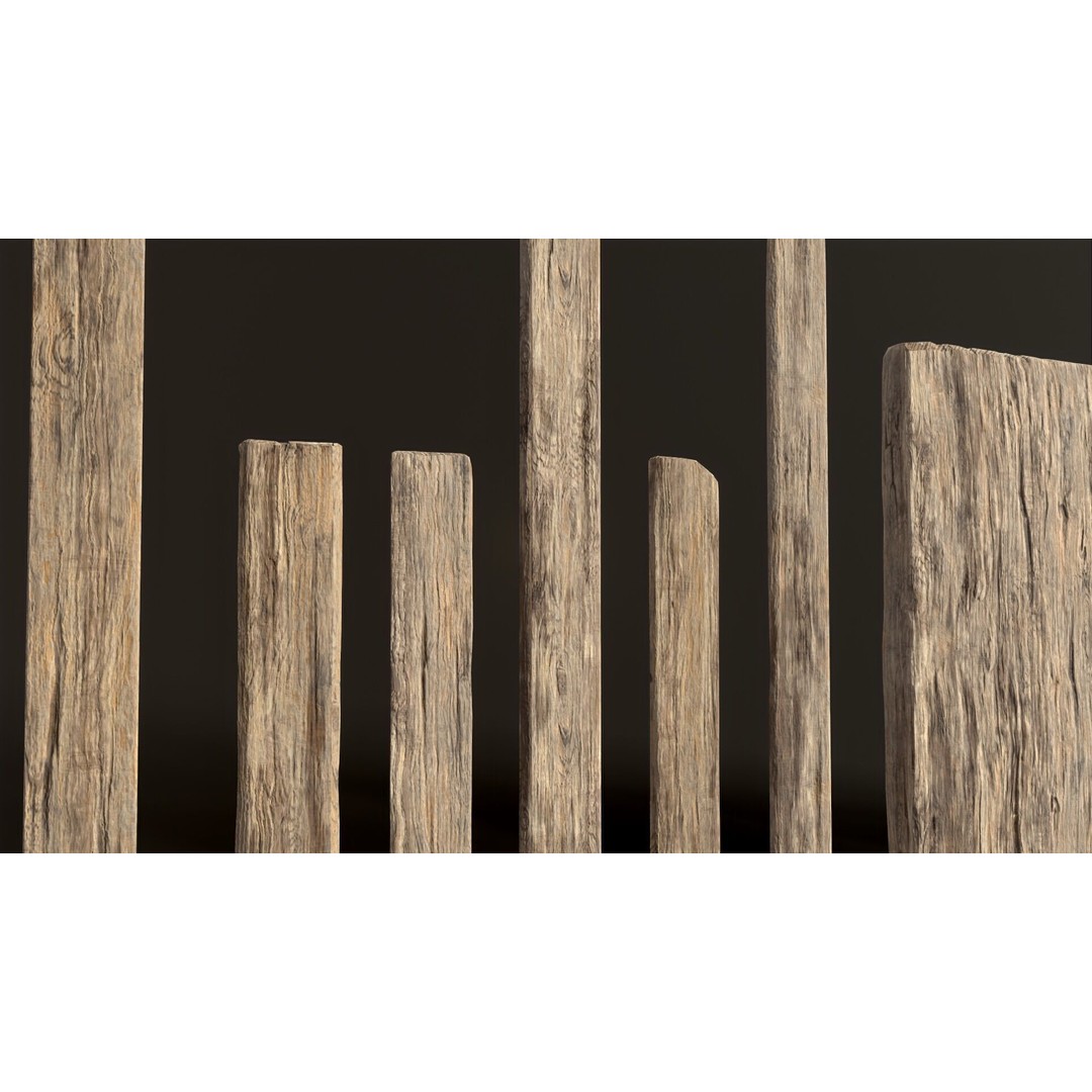 Wooden Planks and Beams 3D Model – Low Poly Game Asset, FBX - View 15