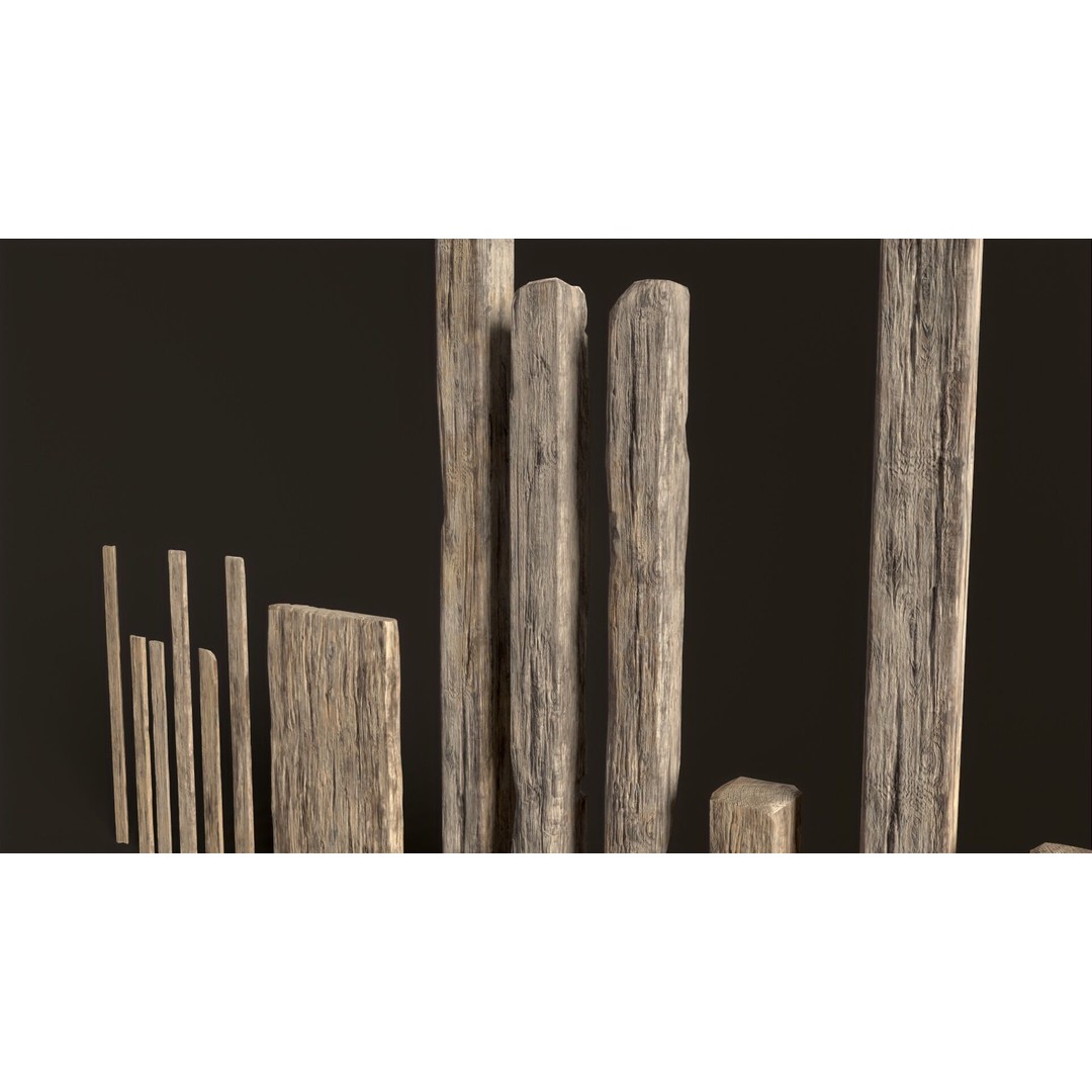 Wooden Planks and Beams 3D Model – Low Poly Game Asset, FBX - View 16