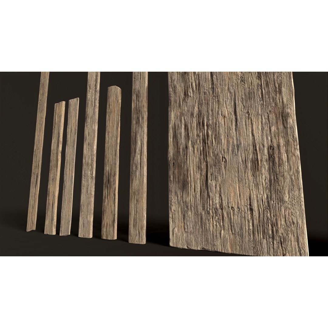 Wooden Planks and Beams 3D Model – Low Poly Game Asset, FBX - View 17
