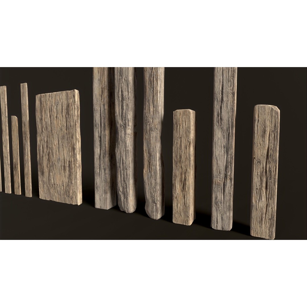 Wooden Planks and Beams 3D Model – Low Poly Game Asset, FBX - View 18