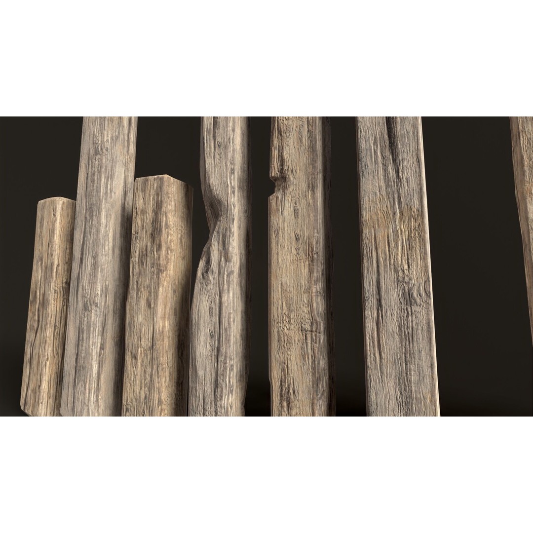 Wooden Planks and Beams 3D Model – Low Poly Game Asset, FBX - View 19