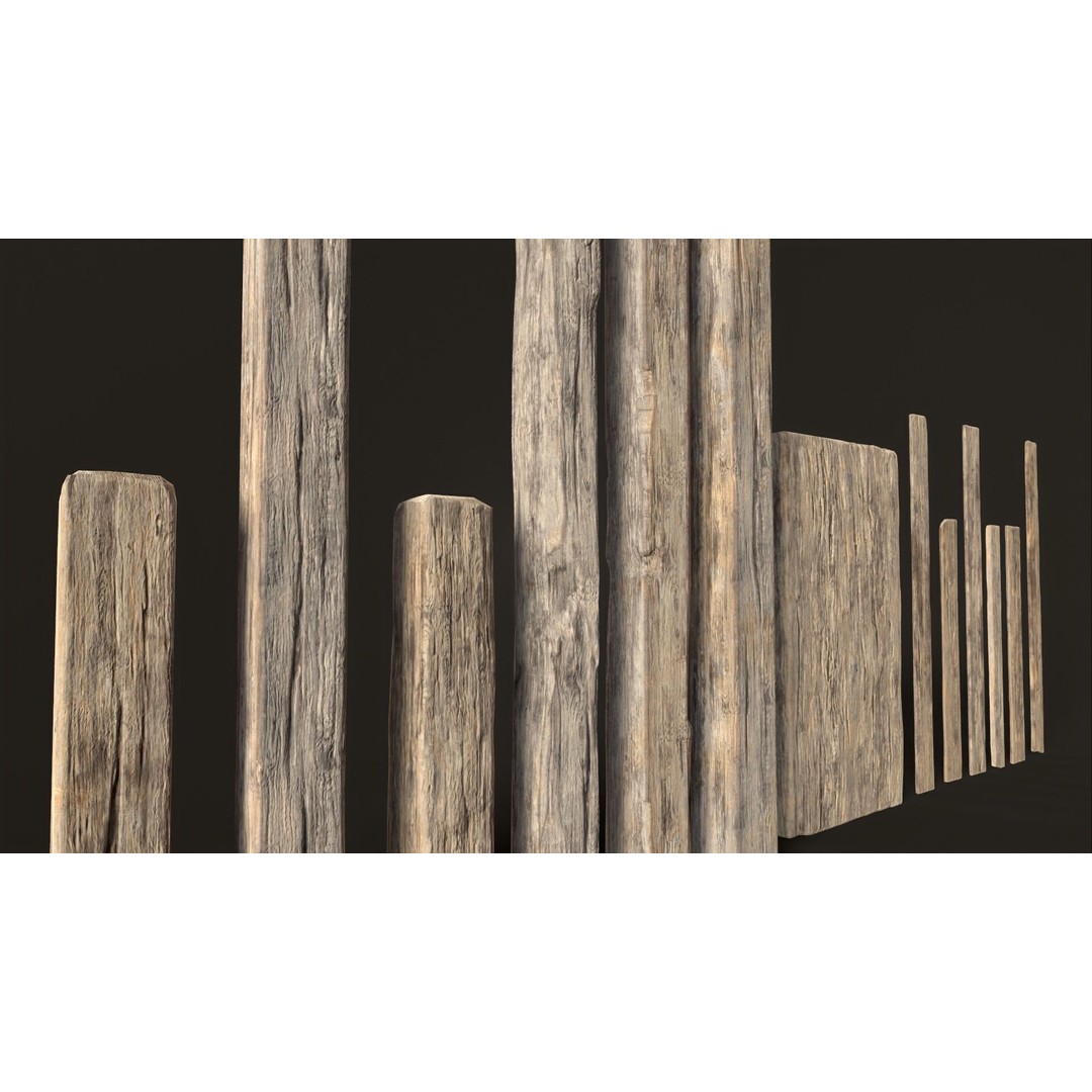 Wooden Planks and Beams 3D Model – Low Poly Game Asset, FBX - View 20