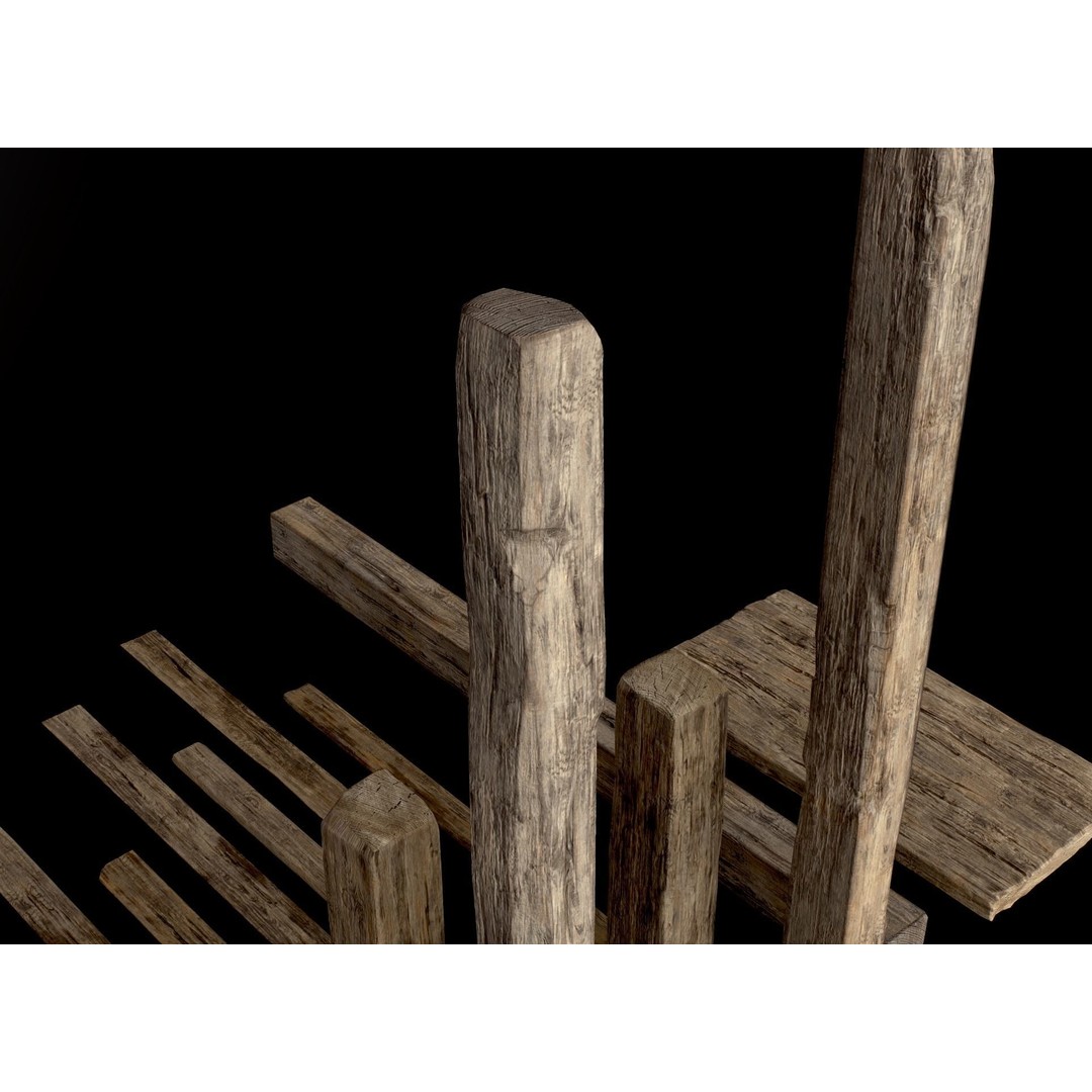 Wooden Planks and Beams 3D Model – Low Poly Game Asset, FBX - View 21