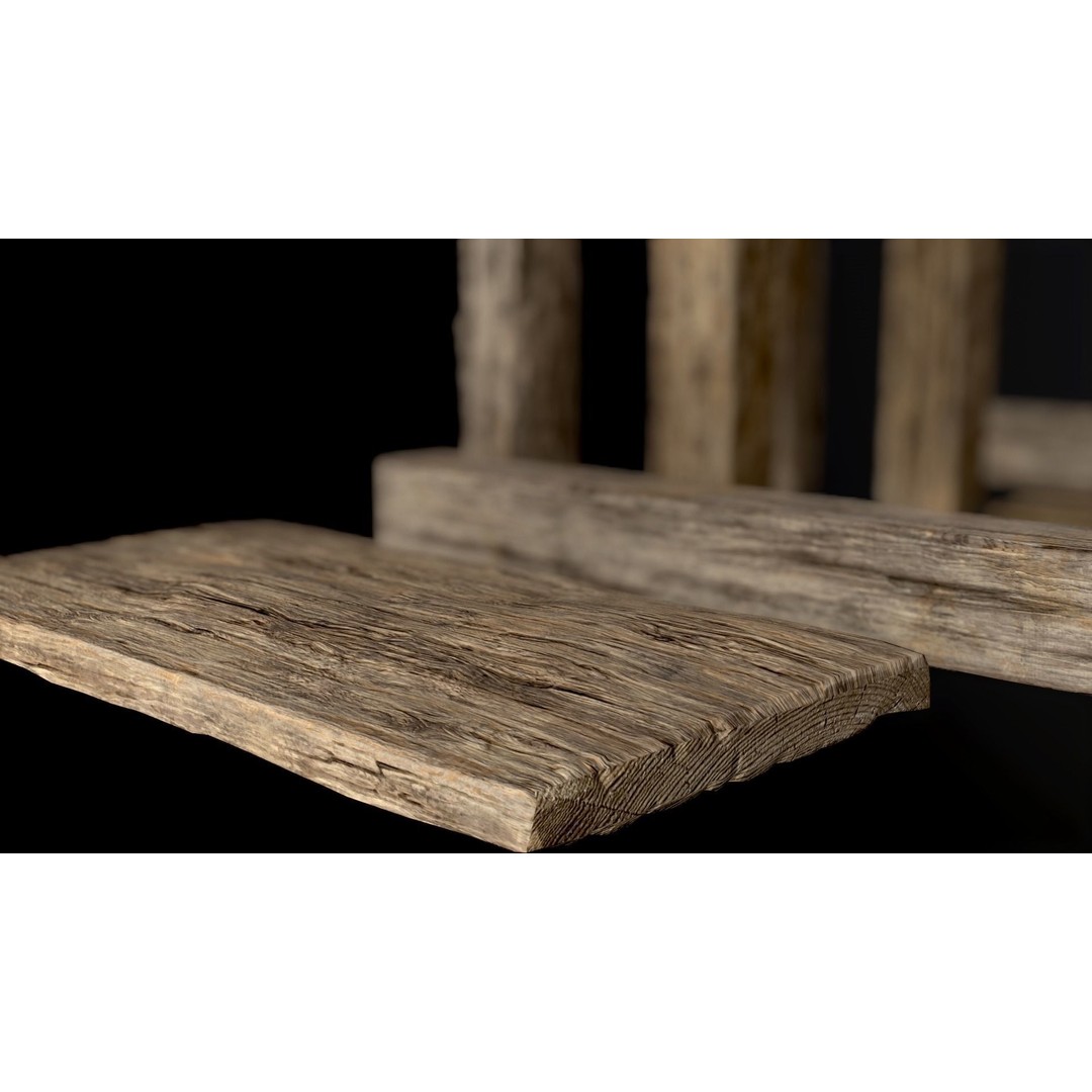 Wooden Planks and Beams 3D Model – Low Poly Game Asset, FBX - View 22