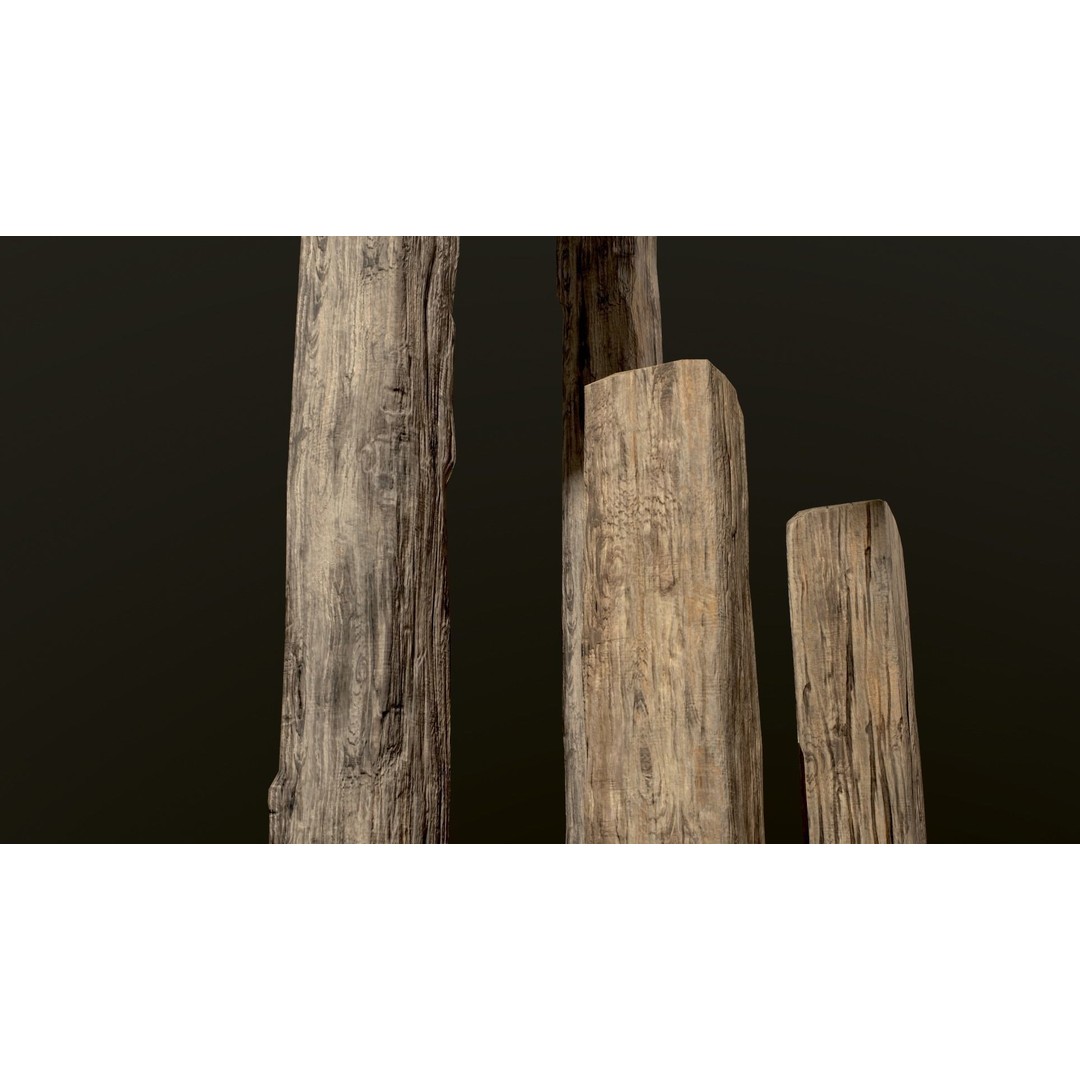 Wooden Planks and Beams 3D Model – Low Poly Game Asset, FBX - View 23