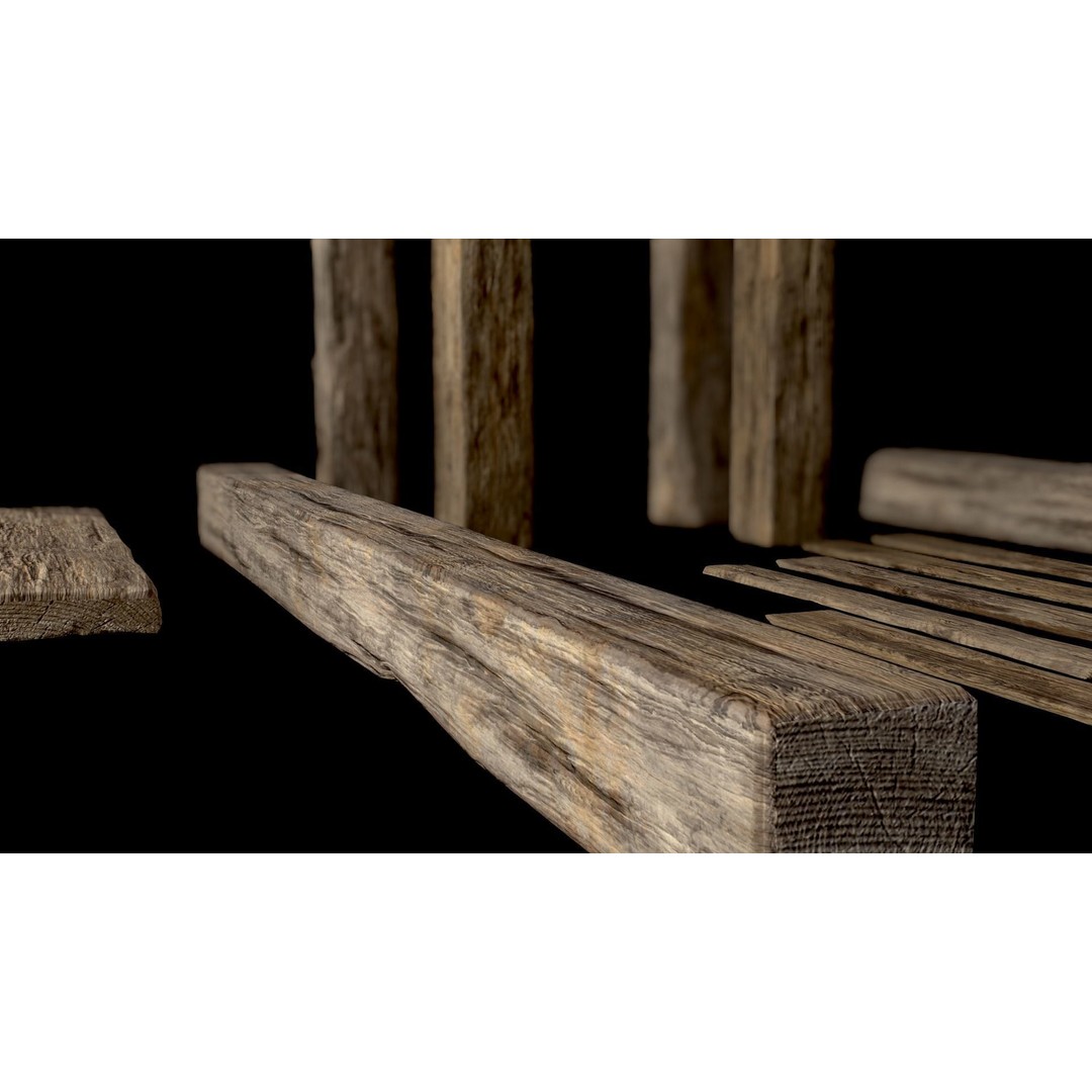 Wooden Planks and Beams 3D Model – Low Poly Game Asset, FBX - View 25