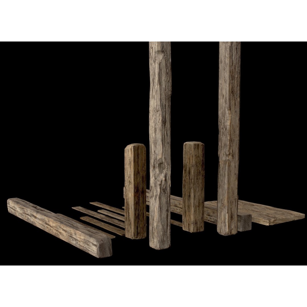Wooden Planks and Beams 3D Model – Low Poly Game Asset, FBX - View 26